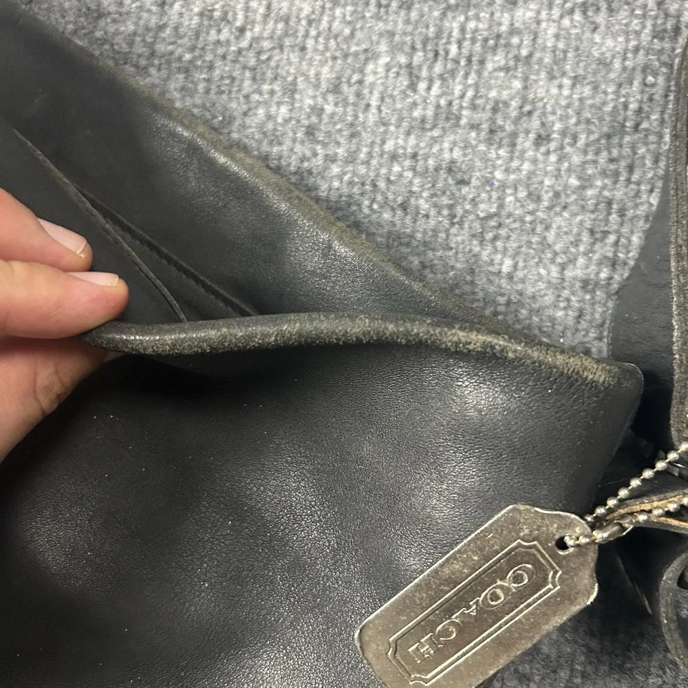 Coach Hobo Bag Womens Large Black Leather Slouchy Shoulder Zip Purse Handbag
